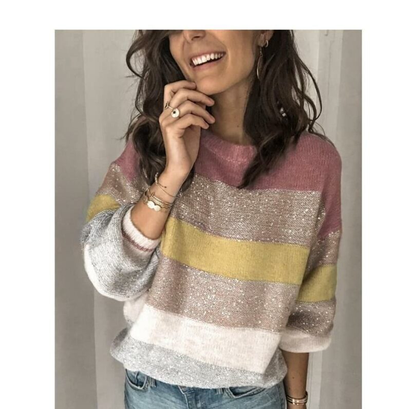 Plus Size Color Block Sweater - pink main picture