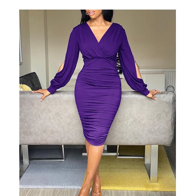 Five Colors Plus Size Dresses - dark purple color