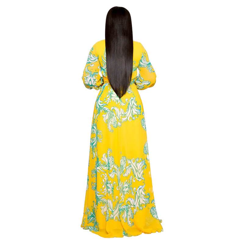 Plus Size Long Dresses - yellow back
