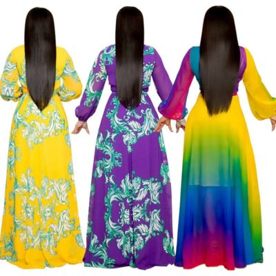 Plus Size Long Dresses - three colors back