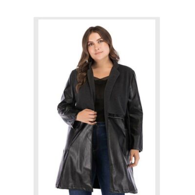 Plus Size Fur Coat - black front