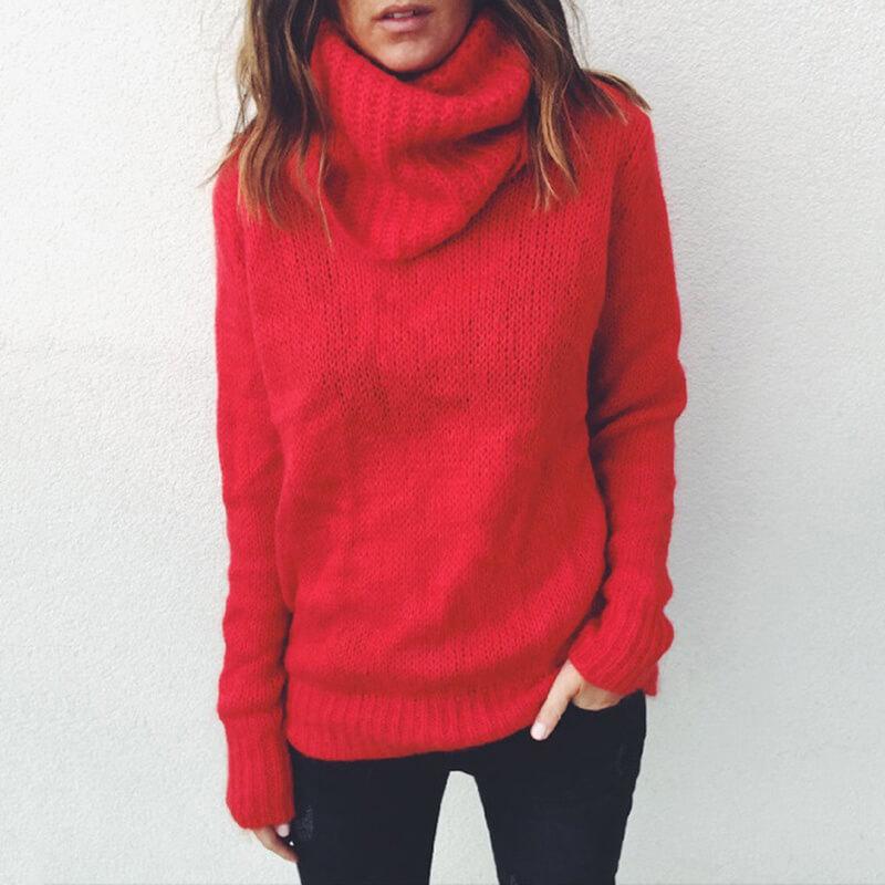 Plus Size Gray Sweater - red color