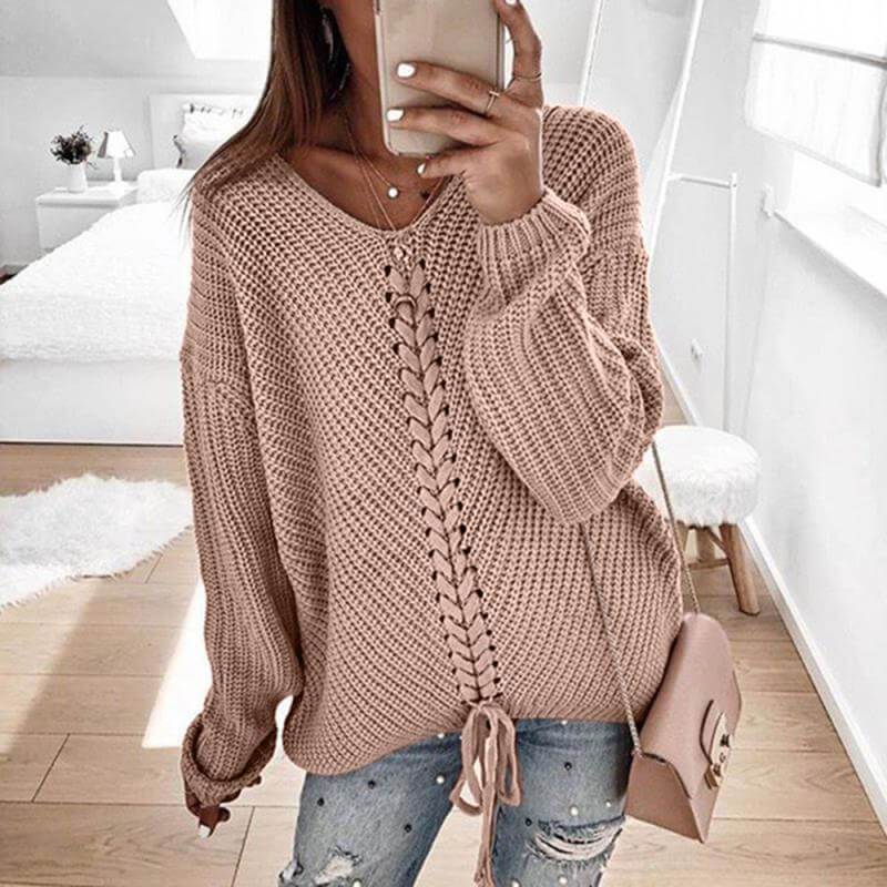 Plus Size Grey Sweater - pink color