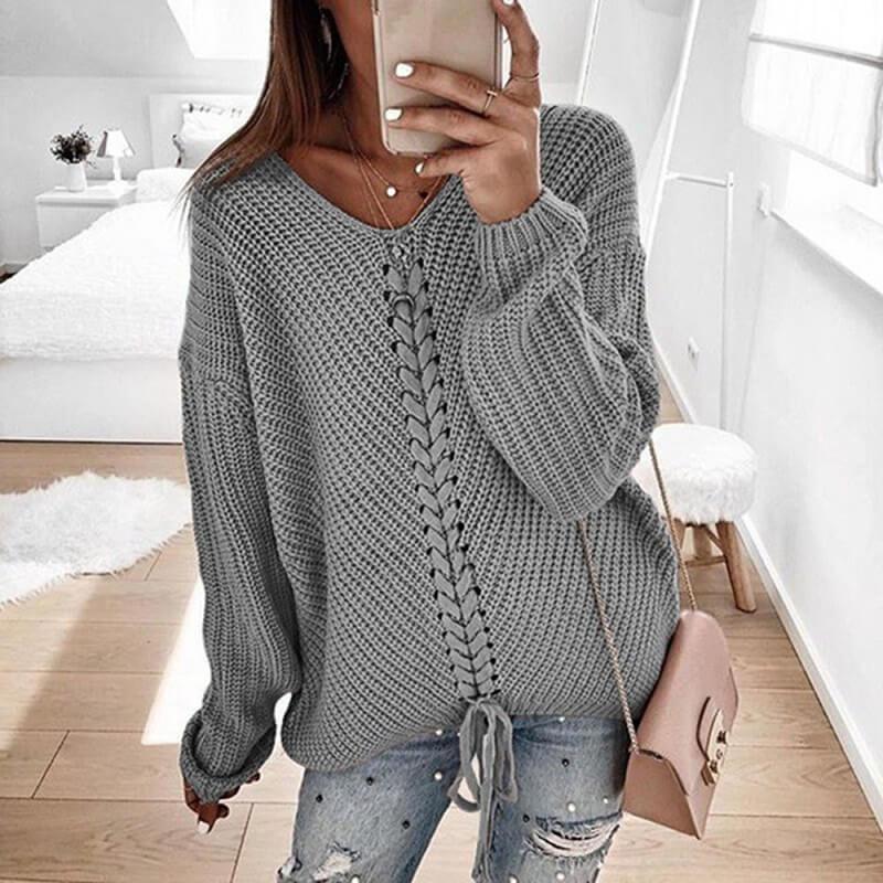 Plus Size Grey Sweater - gray color