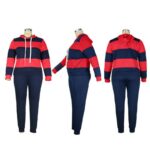 Plus Size Solid Color Two-piece Set - red and blue detail image