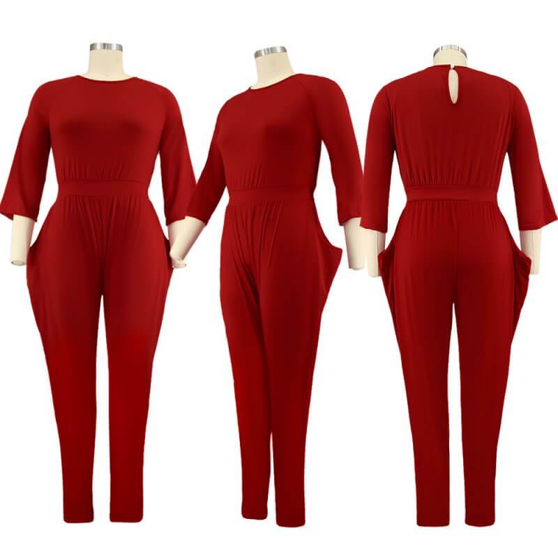 plus size red jumpsuit - red model picture