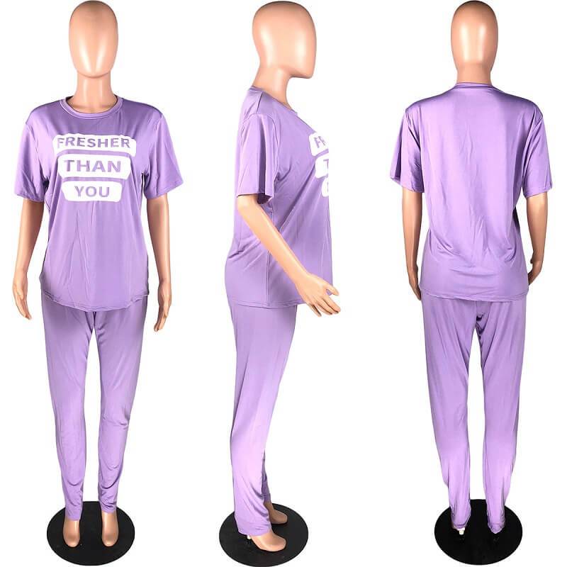 Plus Size Letter Suit - purple model picture