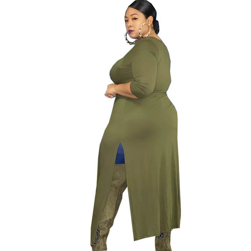 Plus Size Long Sleeves - Plus Size Tops - green back
