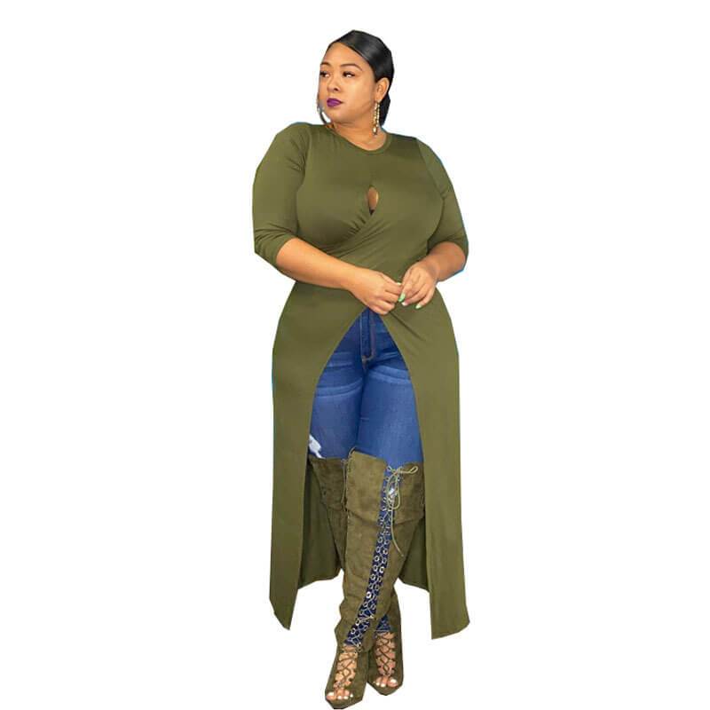 Plus Size Long Sleeves - Plus Size Tops - green front
