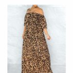 Plus Size Maxi Dresses - lepard print positive
