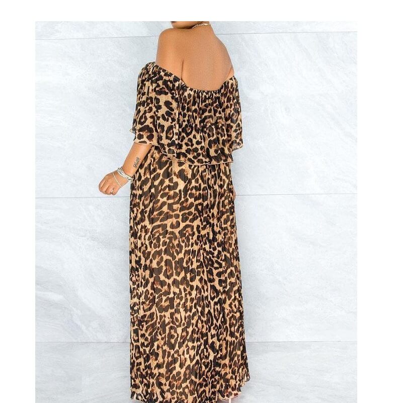 Plus Size Maxi Dresses - lepard print back