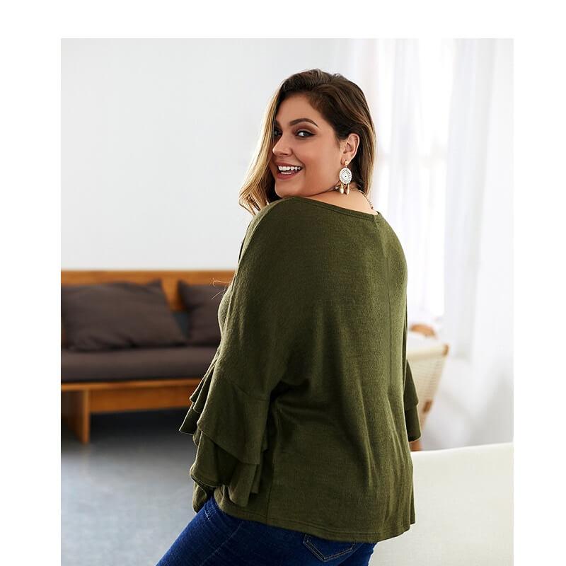 Plus Size Mustard Sweater - green side