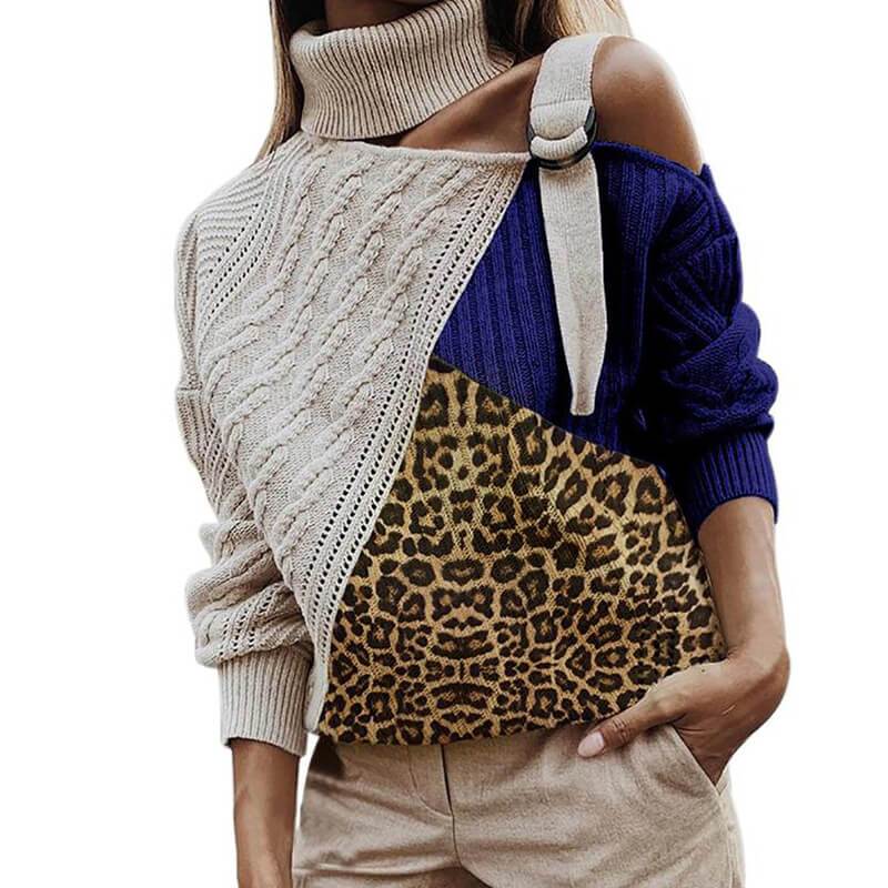 Plus Size Off The Shoulder Sweater - blue color