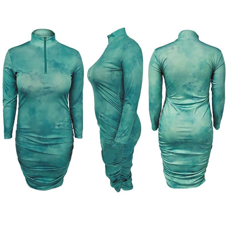 Royal Blue Plus Size Dress - turquoise multiplayer