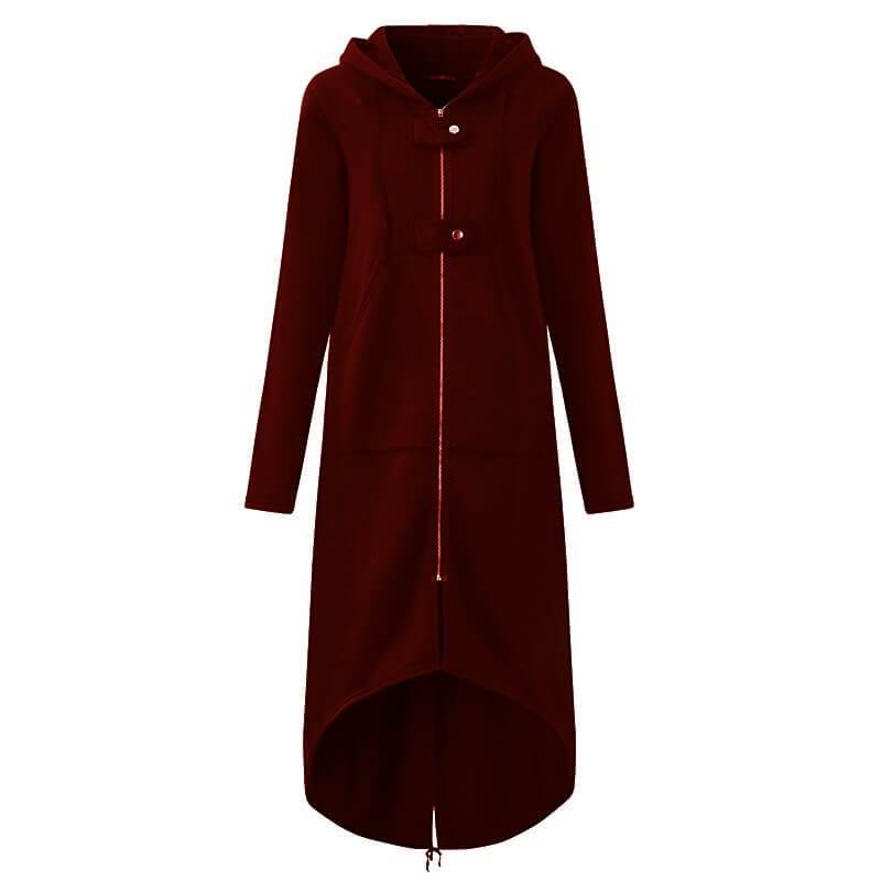 Plus Size Red Coat - wine red color