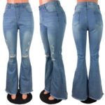 Plus Size Women's Ripped Jeans - light blue model picture