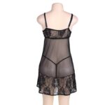 Plus Size Sexy Lace Sling Nightdress - black behind