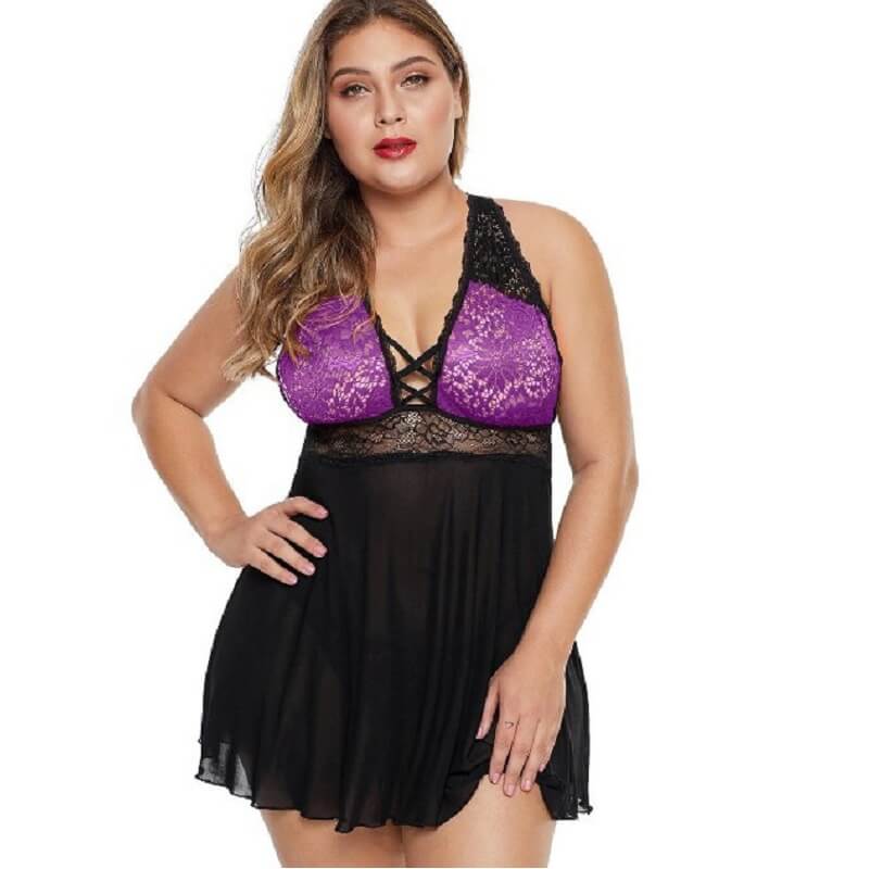 plus size wholesale lingerie - purple front