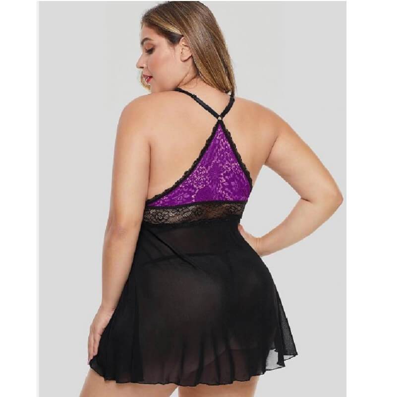 plus size wholesale lingerie - purple  back