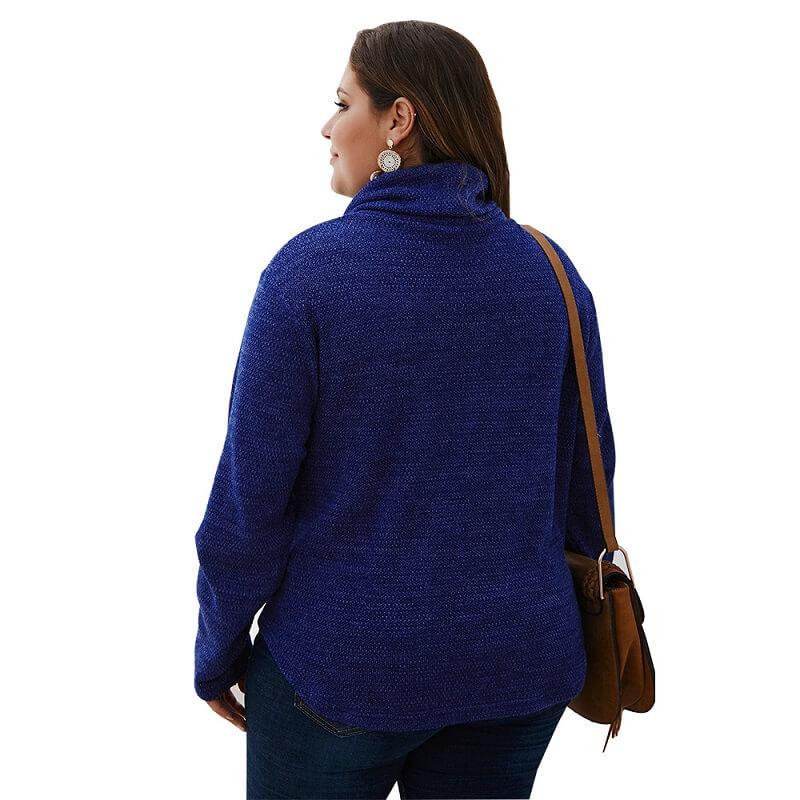 Plus Size Shaggy Sweater - navy back