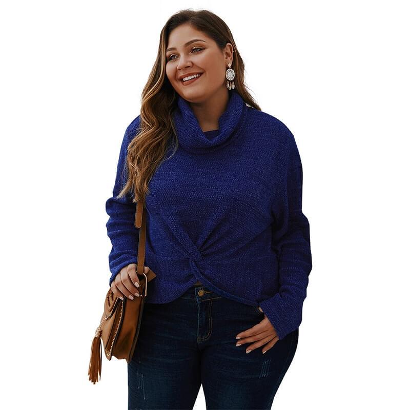 Plus Size Shaggy Sweater - navy positive