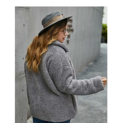 Plus Size Sweater Coat - gray side