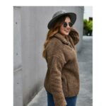 Plus Size Sweater Coat - brown side