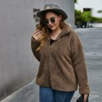 Plus Size Sweater Coat - brown front