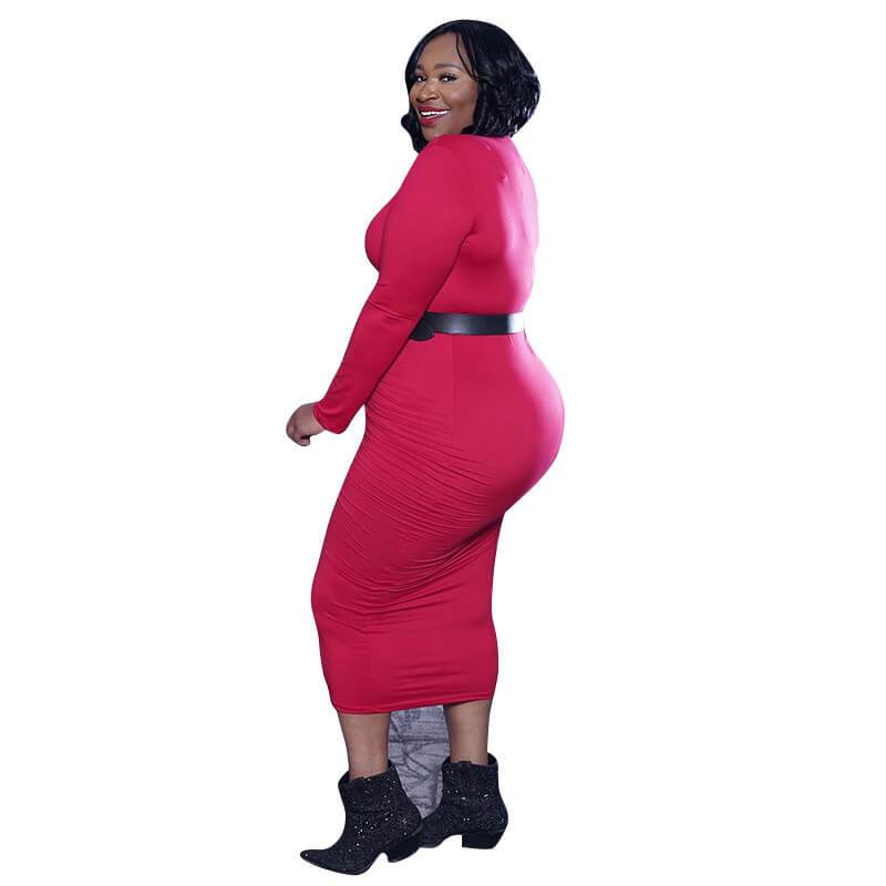 Red plus size Desses - red side