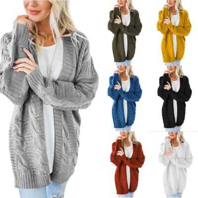 Plus Size White Cardigan Sweater - main picture