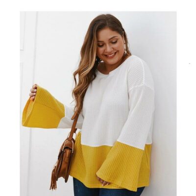 Plus Size Yellow Sweater - yellow side