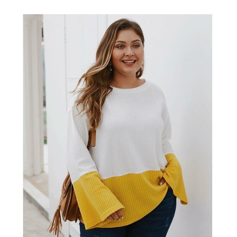 Plus Size Yellow Sweater - yellow color