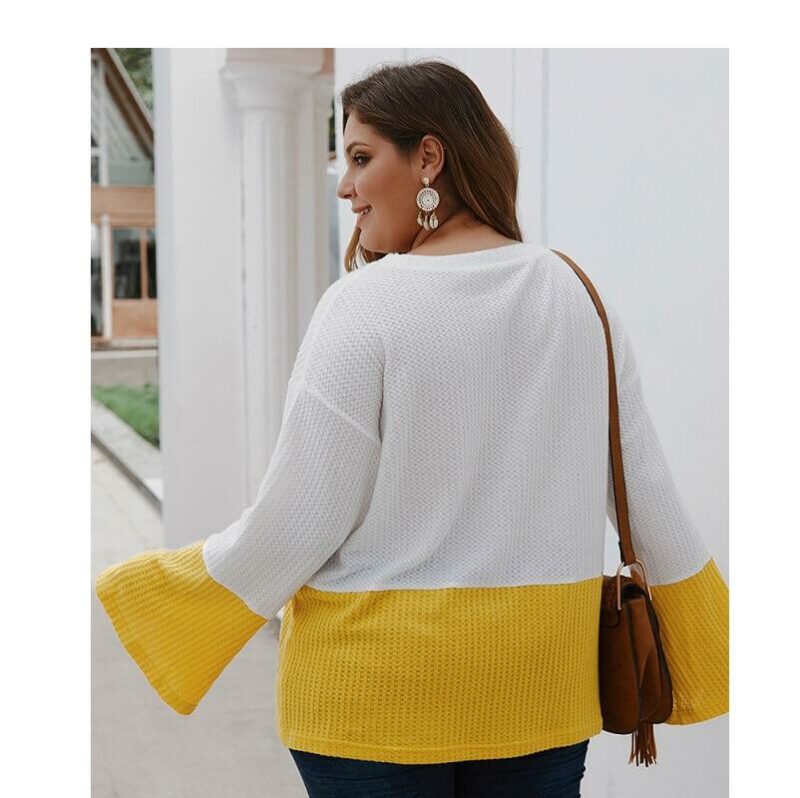 Plus Size Yellow Sweater - yellow back