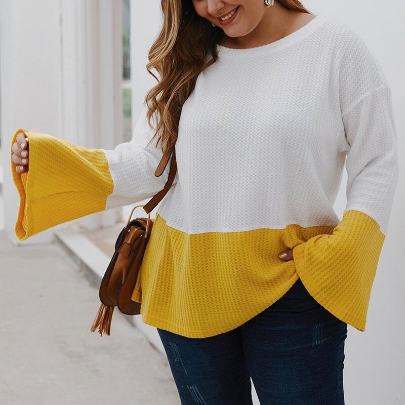 Plus Size Yellow Sweater - yellow positive
