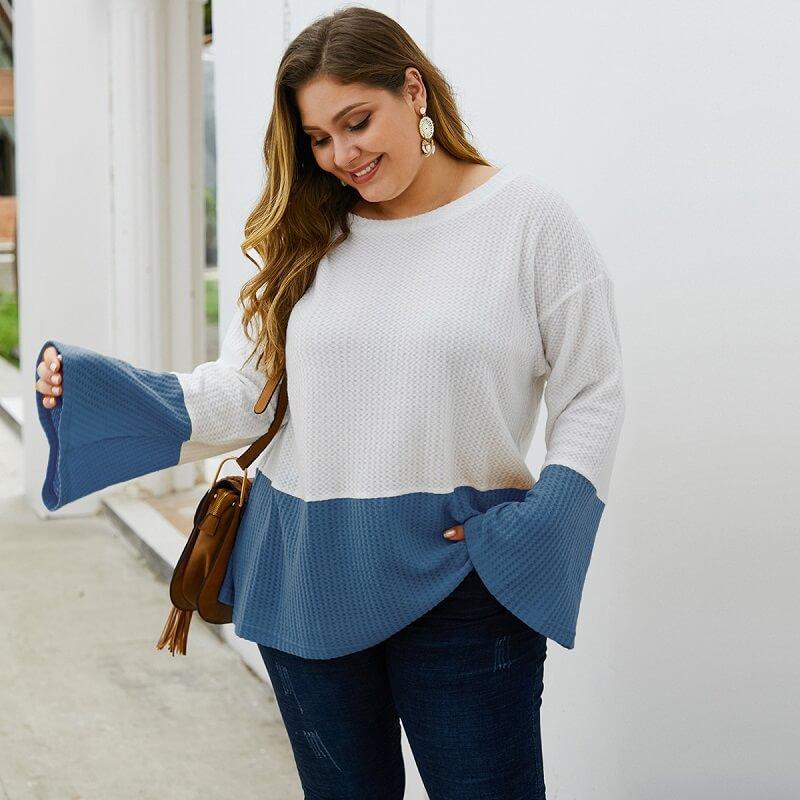 Plus Size Yellow Sweater - blue side