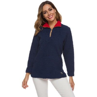 Plus Size Cashmere Sweater - navy blue color