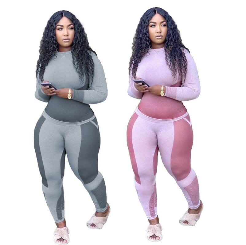 Plus Size Printed Long Sleeve Sports Suit - main picture