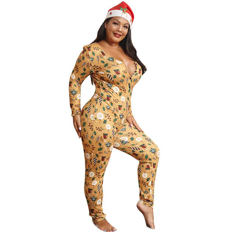 Plus Size Gold Printed Jumpsuits - gold whole body