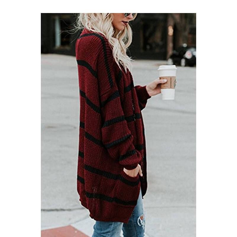 Plus Size Striped Sweater - apricot side