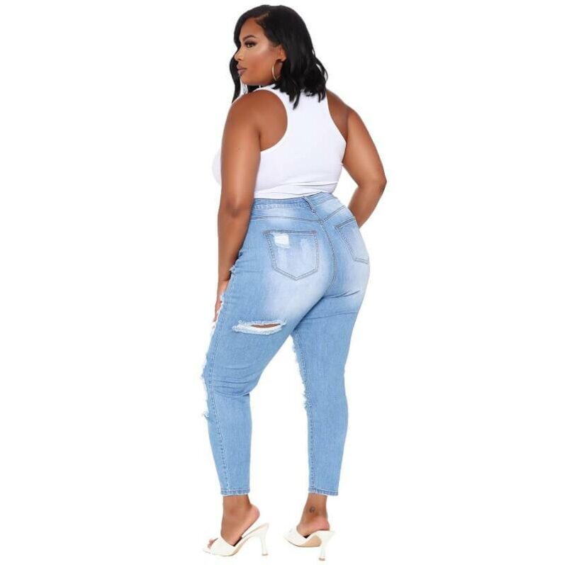 Plus Size Ripped Jeans Cheap - dark blue back