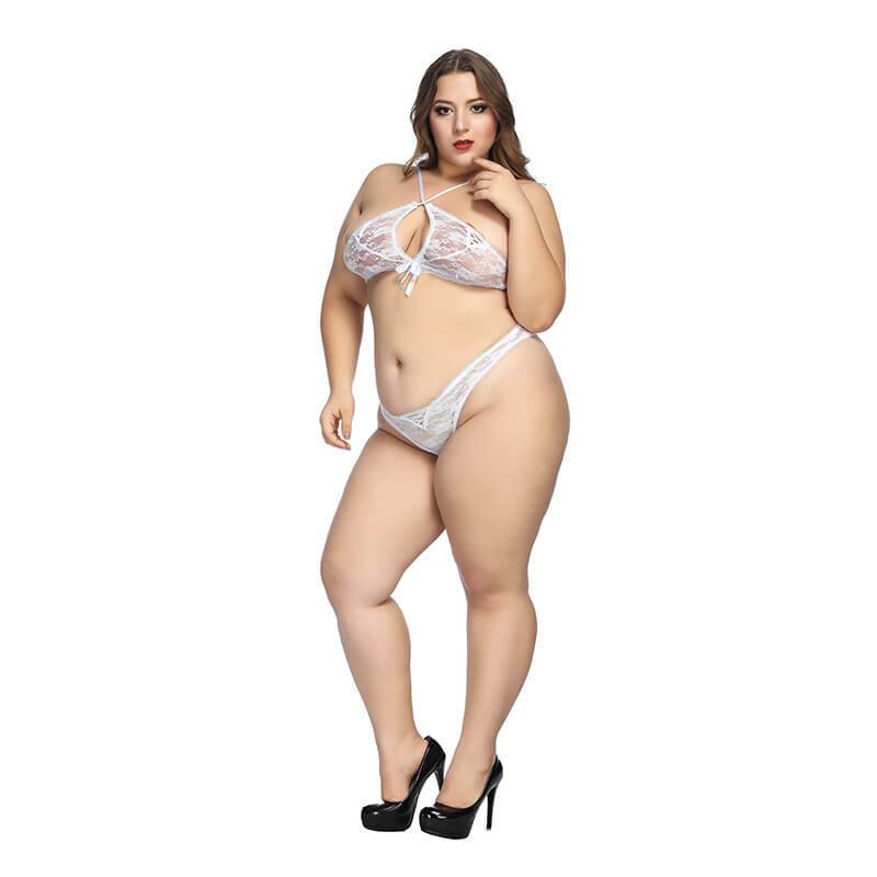 Plus Size Bra and Panty Sets - white side
