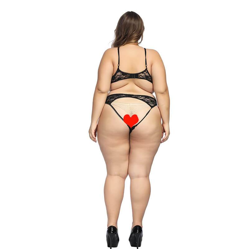 Plus Size Bra and Panty Sets - black behind