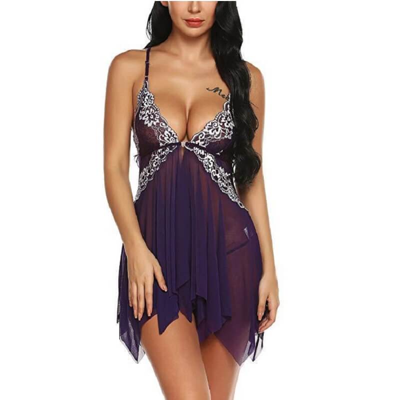 Plus Size Sexy Nightgowns -  purple color