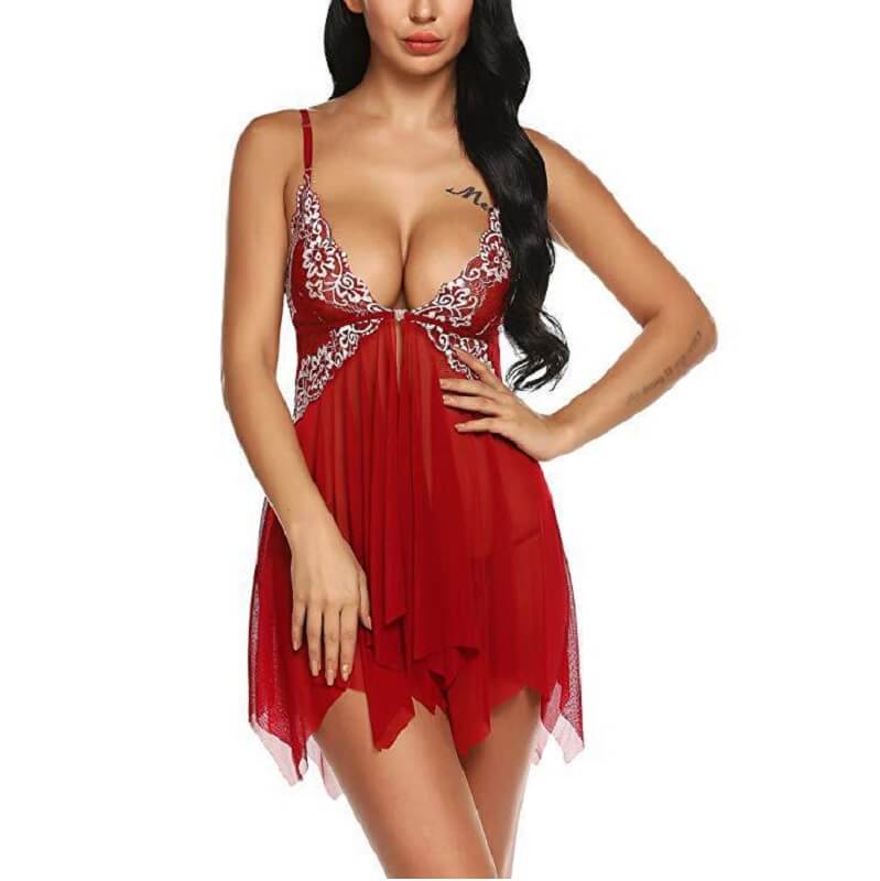 Plus Size Sexy Nightgowns - red color