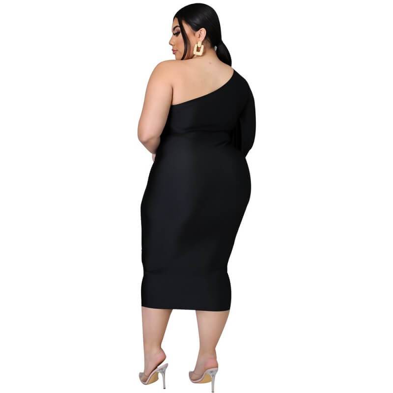 Plus Size Dresses To Wear With Sleeves - black back