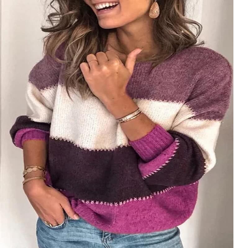 Plus Size Blue Sweater - purple color