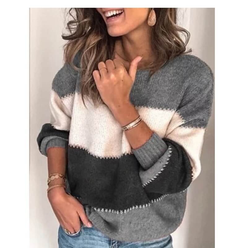 Plus Size Blue Sweater - gray color