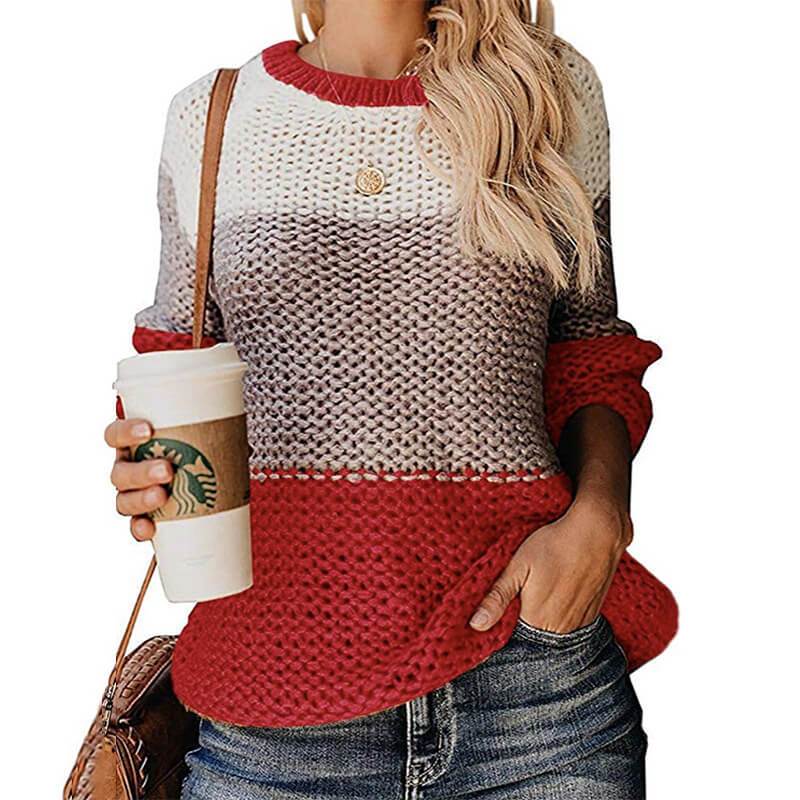 Plus Size Slouchy Sweater - red color