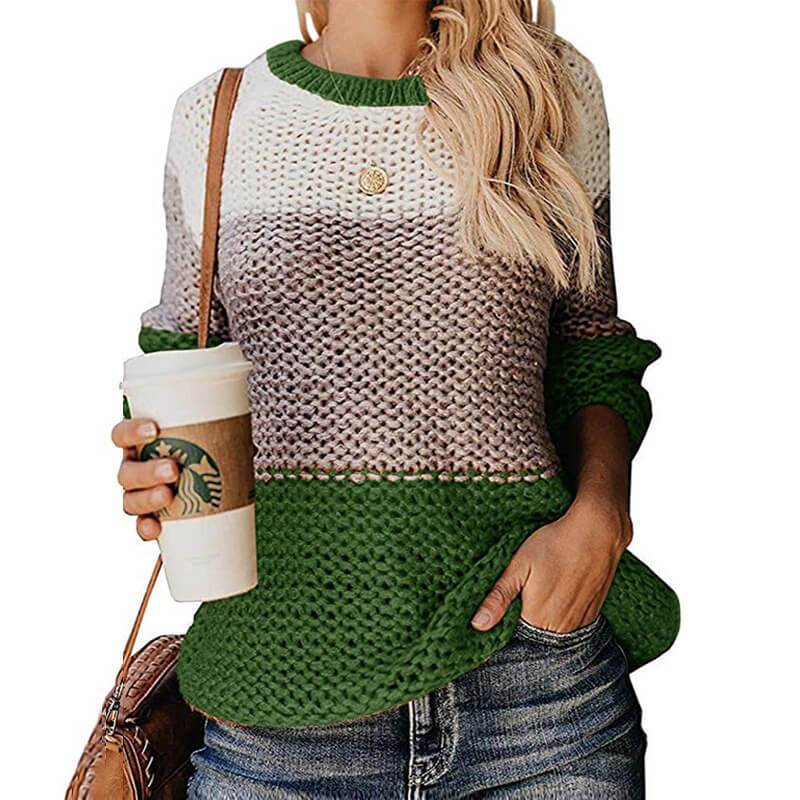 Plus Size Slouchy Sweater - green color