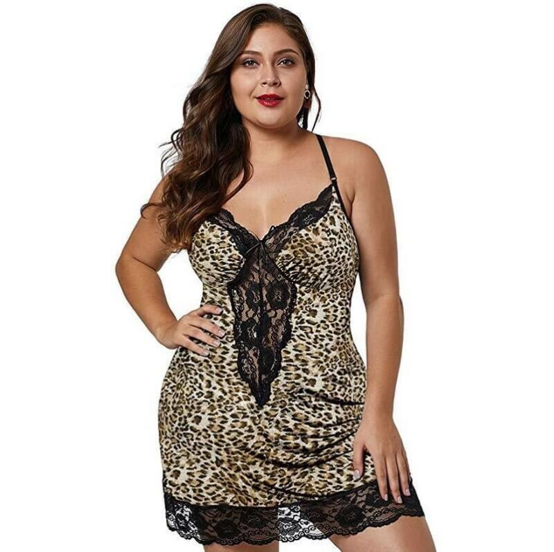 Plus Size Lace Underwear - leopard print positive